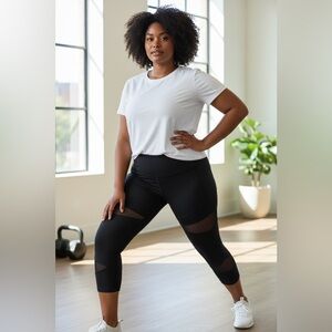 Zella Black Leggings with Mesh Panel Accents